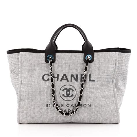 chanel deauville canvas chain tote bag|chanel leather deauville tote.